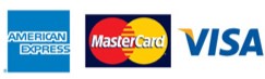 Amex, Mastercard and Visa logos